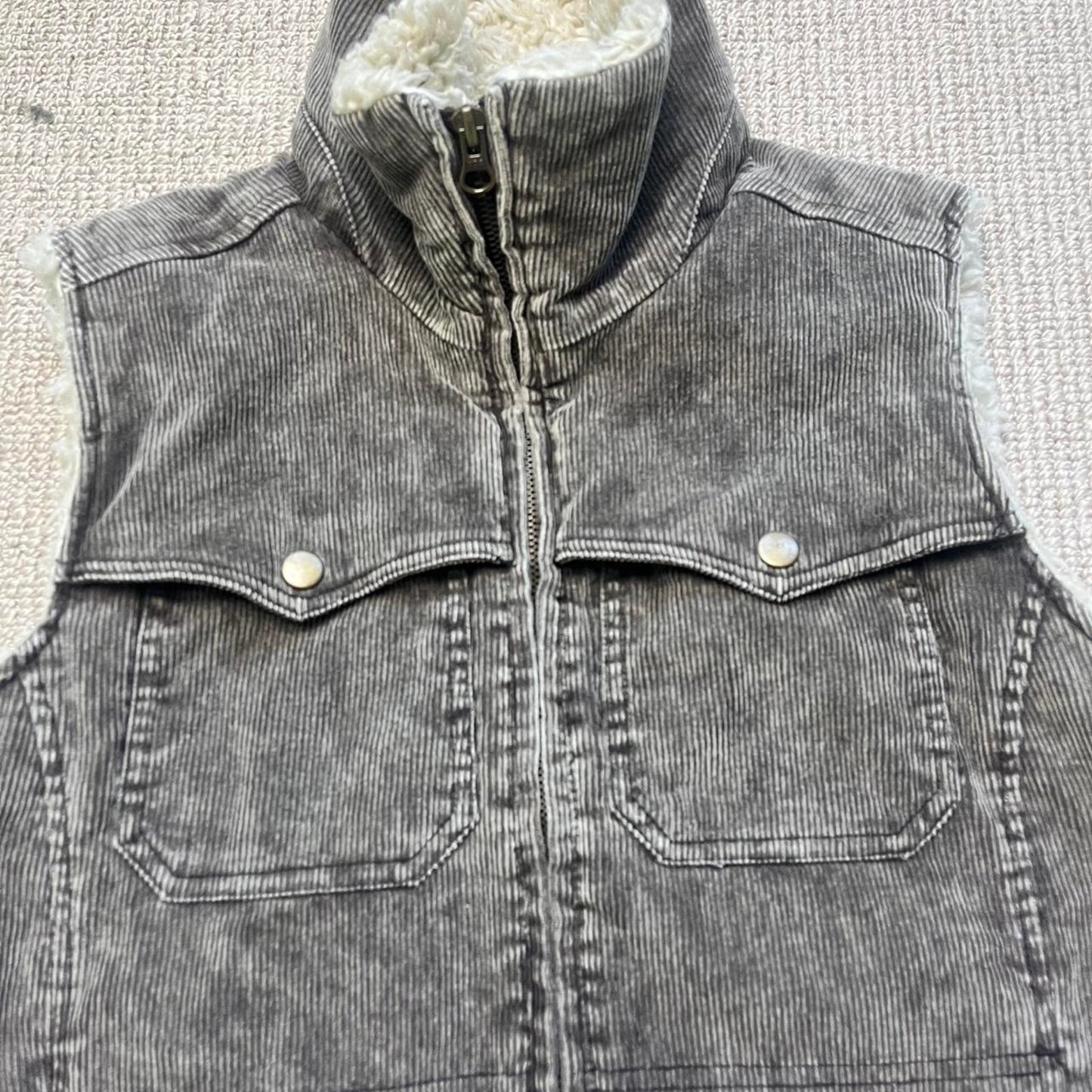 Corduroy Faux Fur Vest