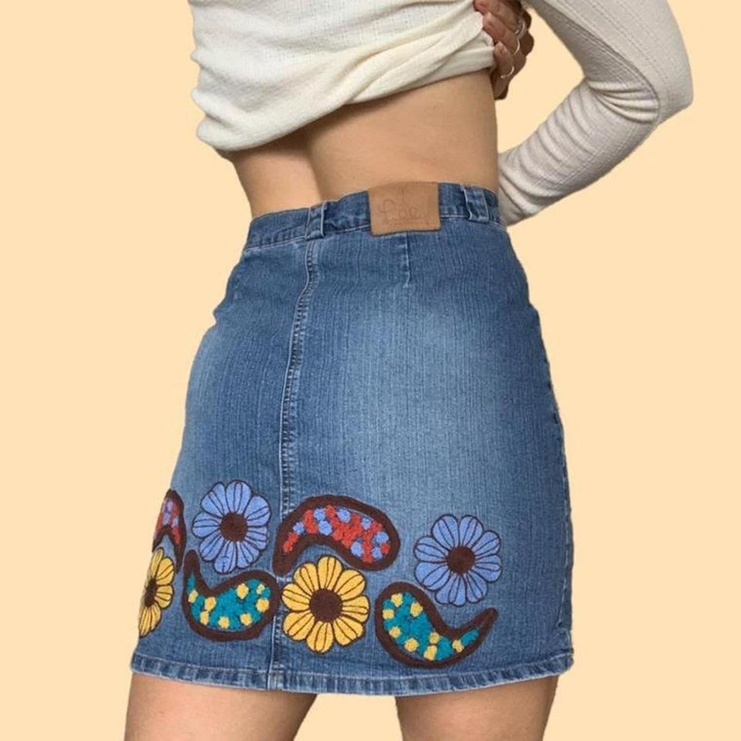Floral Denim Mini Skirt