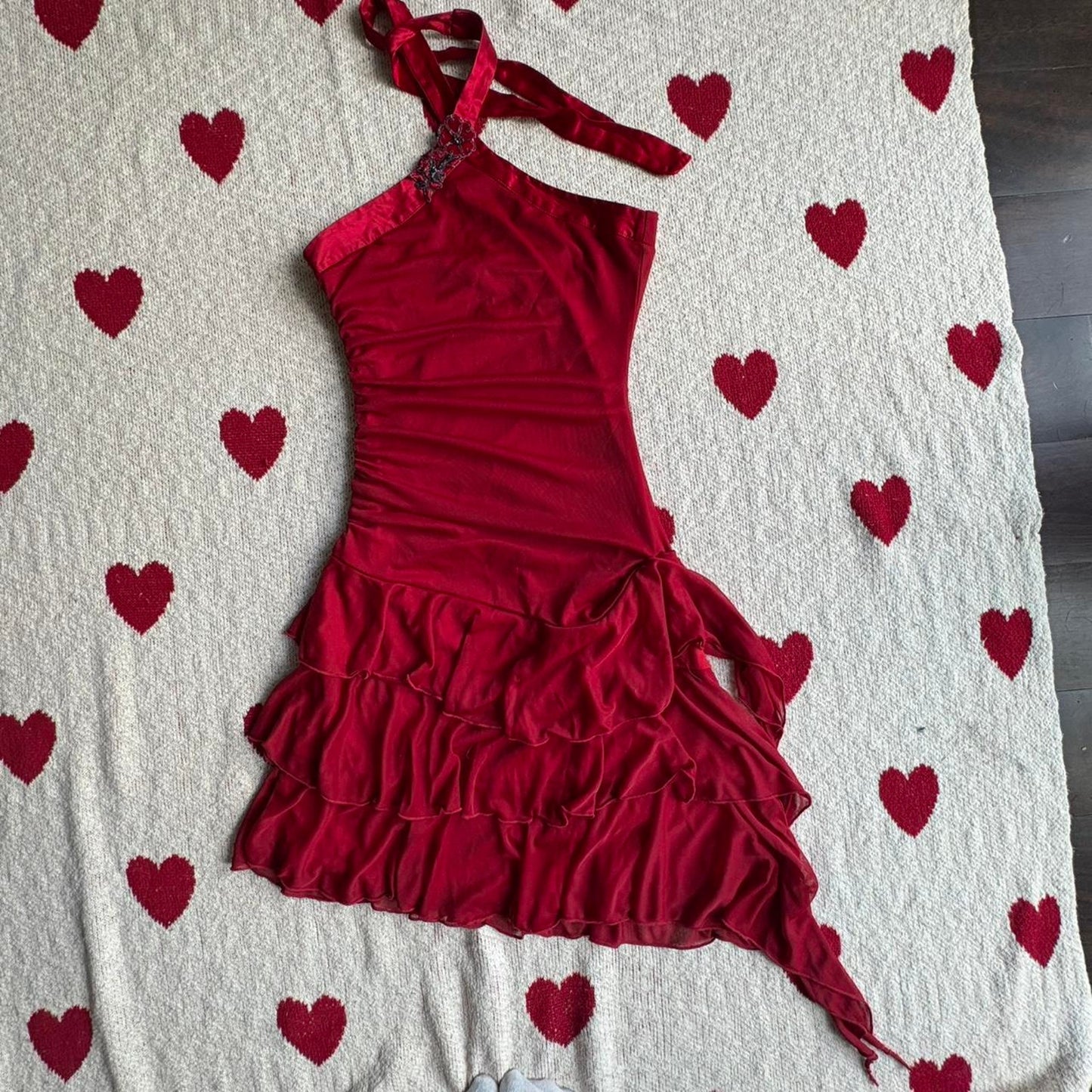 Red Ruffle Mini Dress