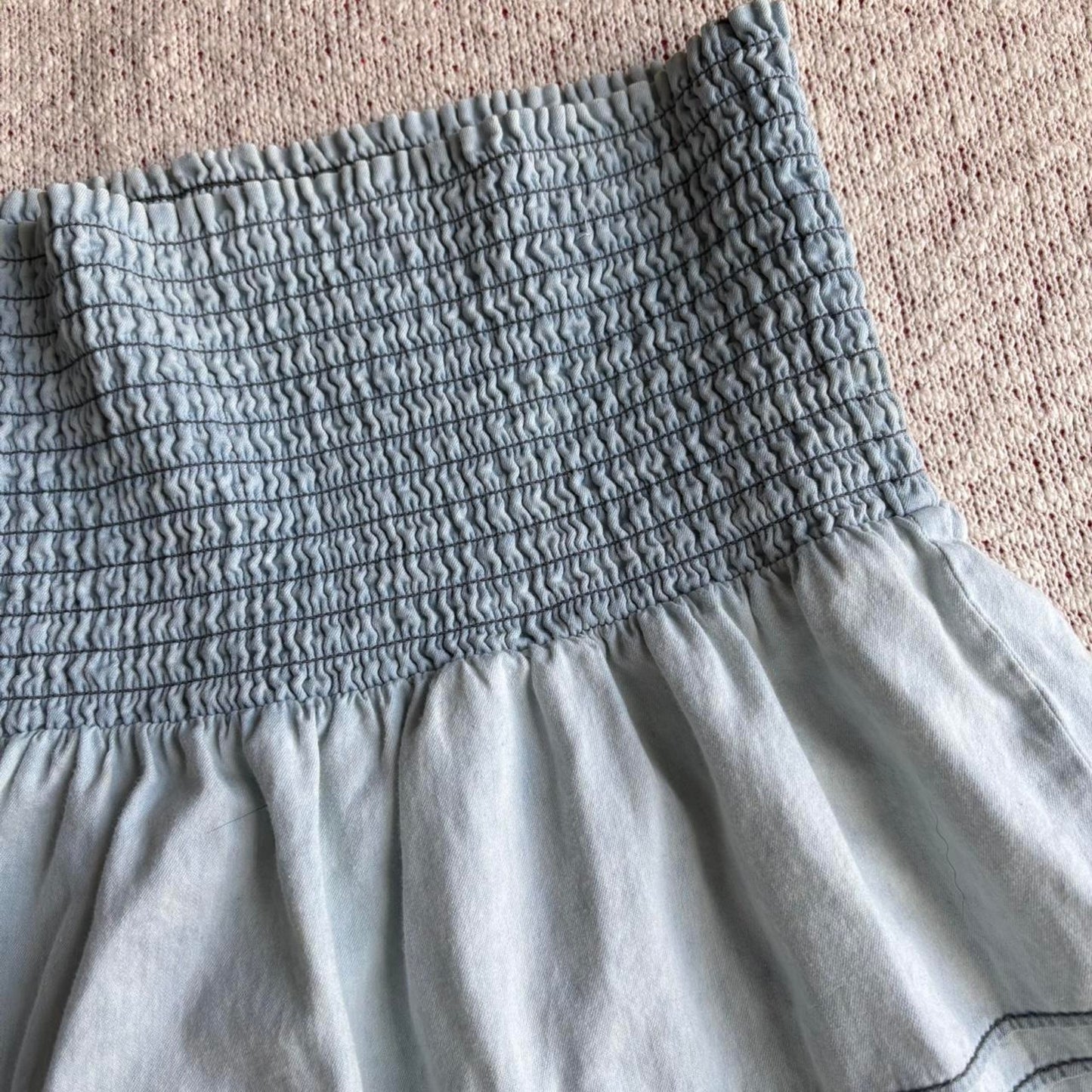 Denim Tiered Maxi Skirt
