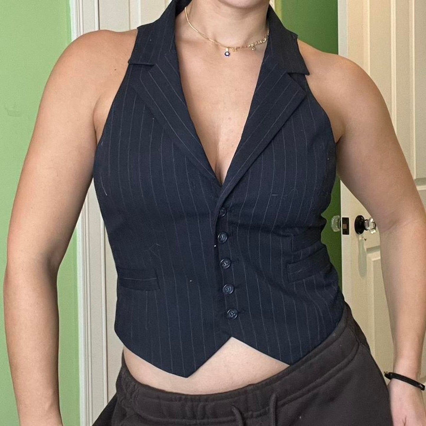 Halter Pinstripe Vest