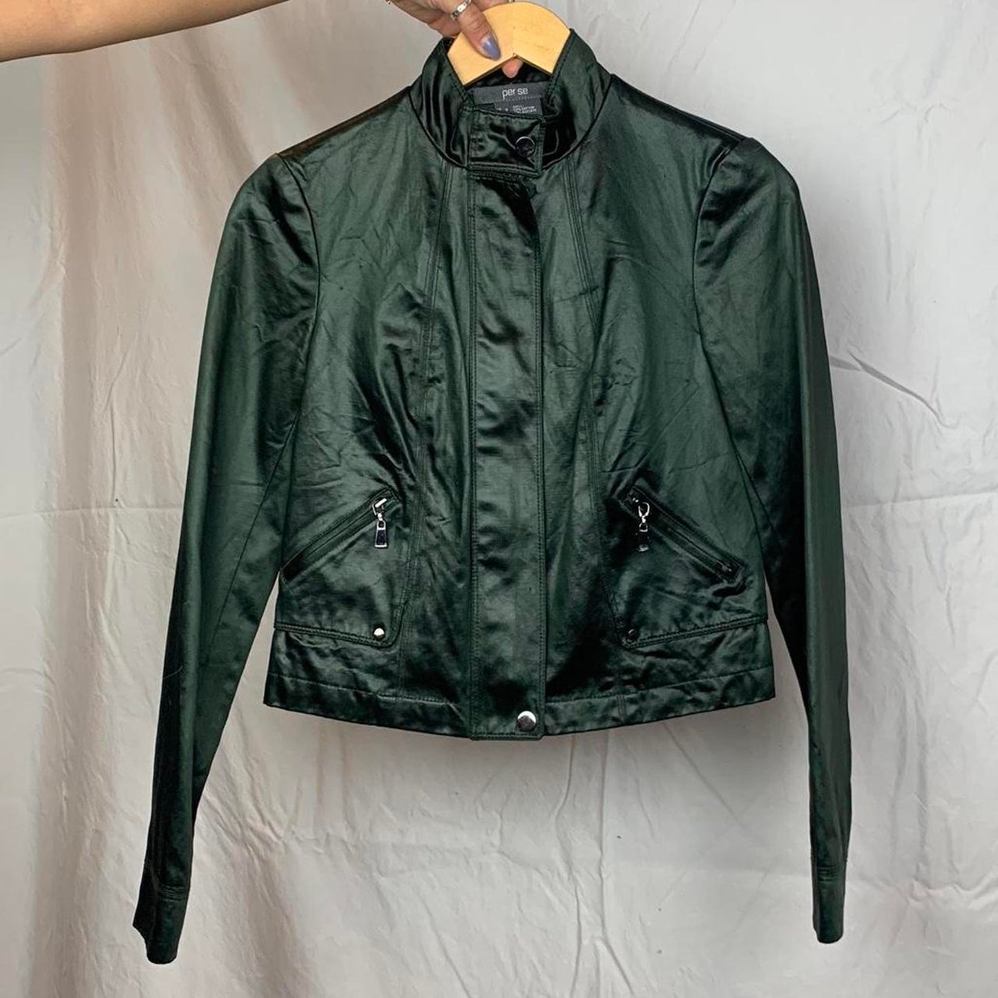 Silky Green Bomber Jacket