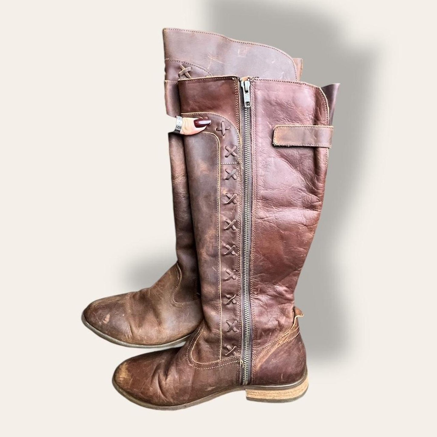 Brown Leather Knee High Boots