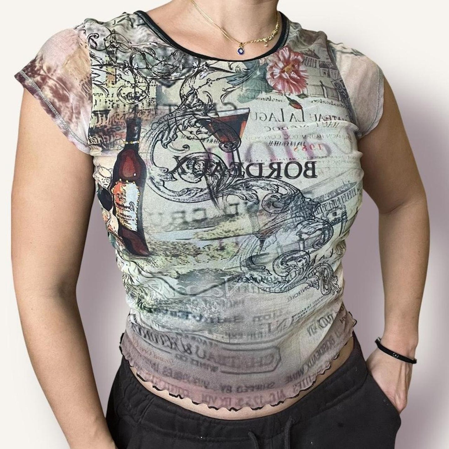 Wine Mesh Graphic T-Shirt