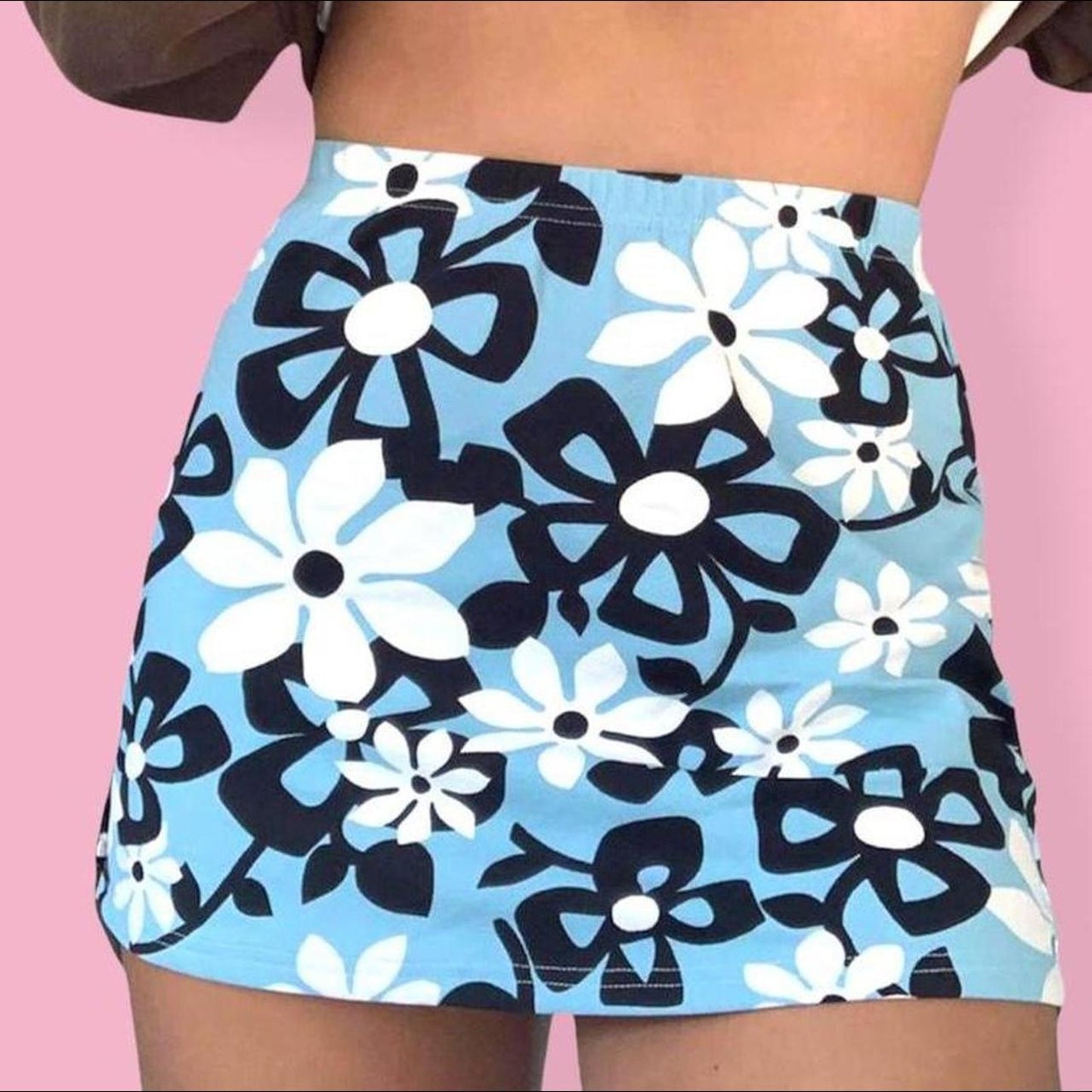 Blue floral vintage tennis skirt