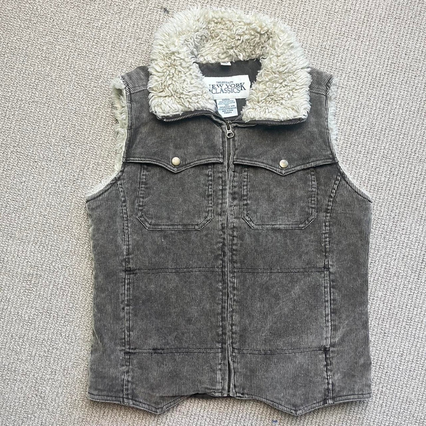 Corduroy Faux Fur Vest