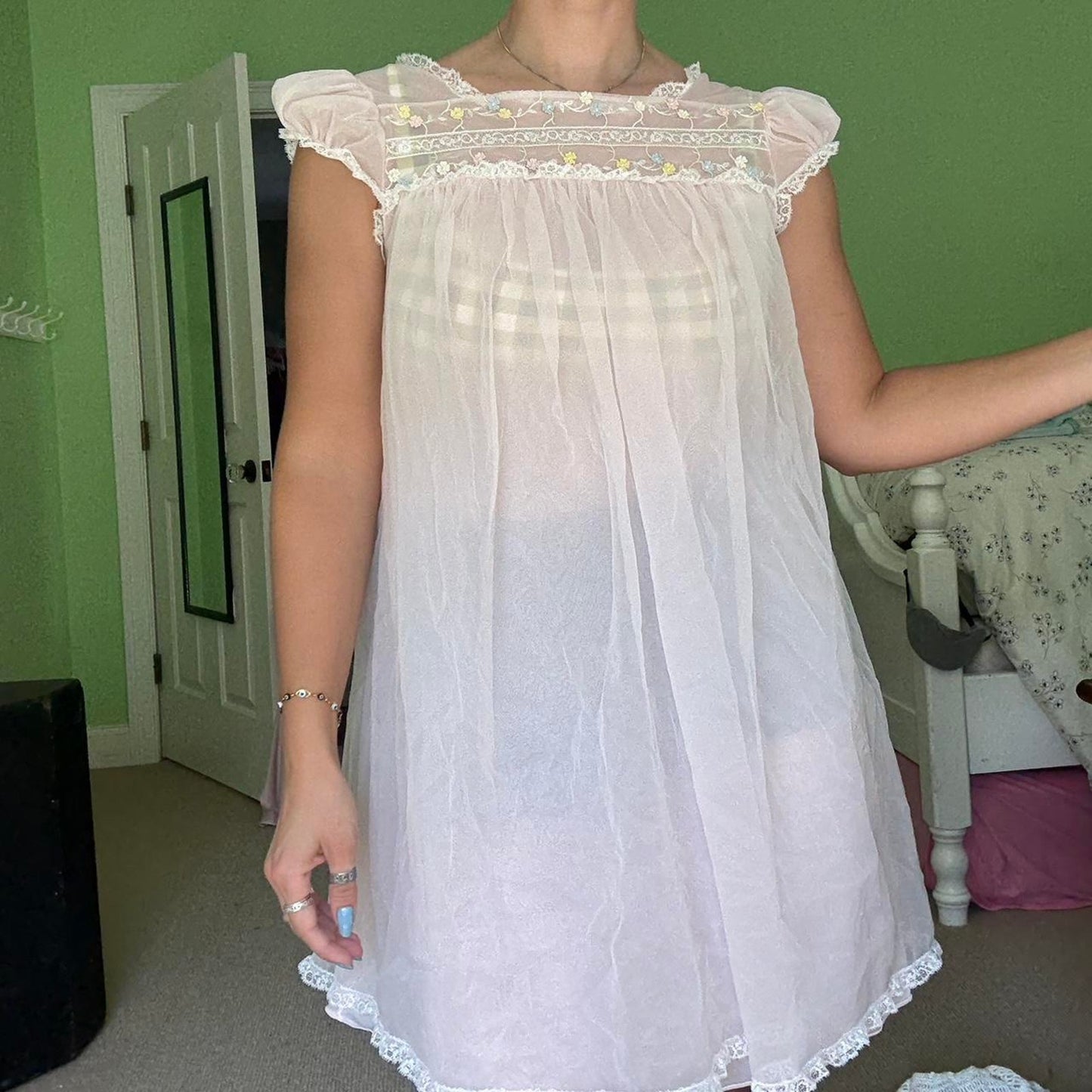 Pink and yellow babydoll dress