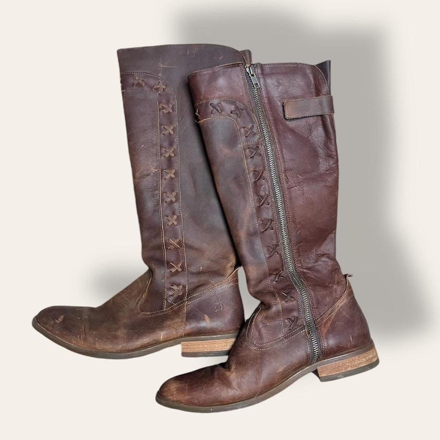 Brown Leather Knee High Boots