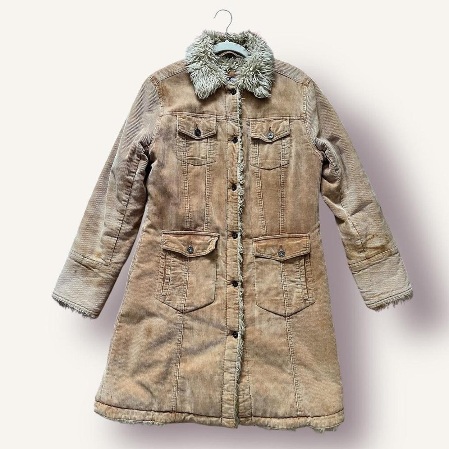 Sherpa & Corduroy Long Coat