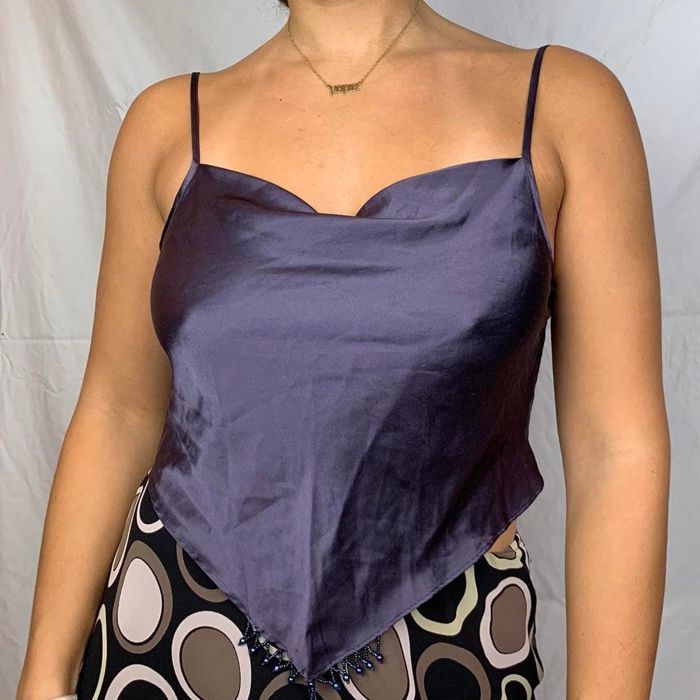 Silky Purple Tie Top