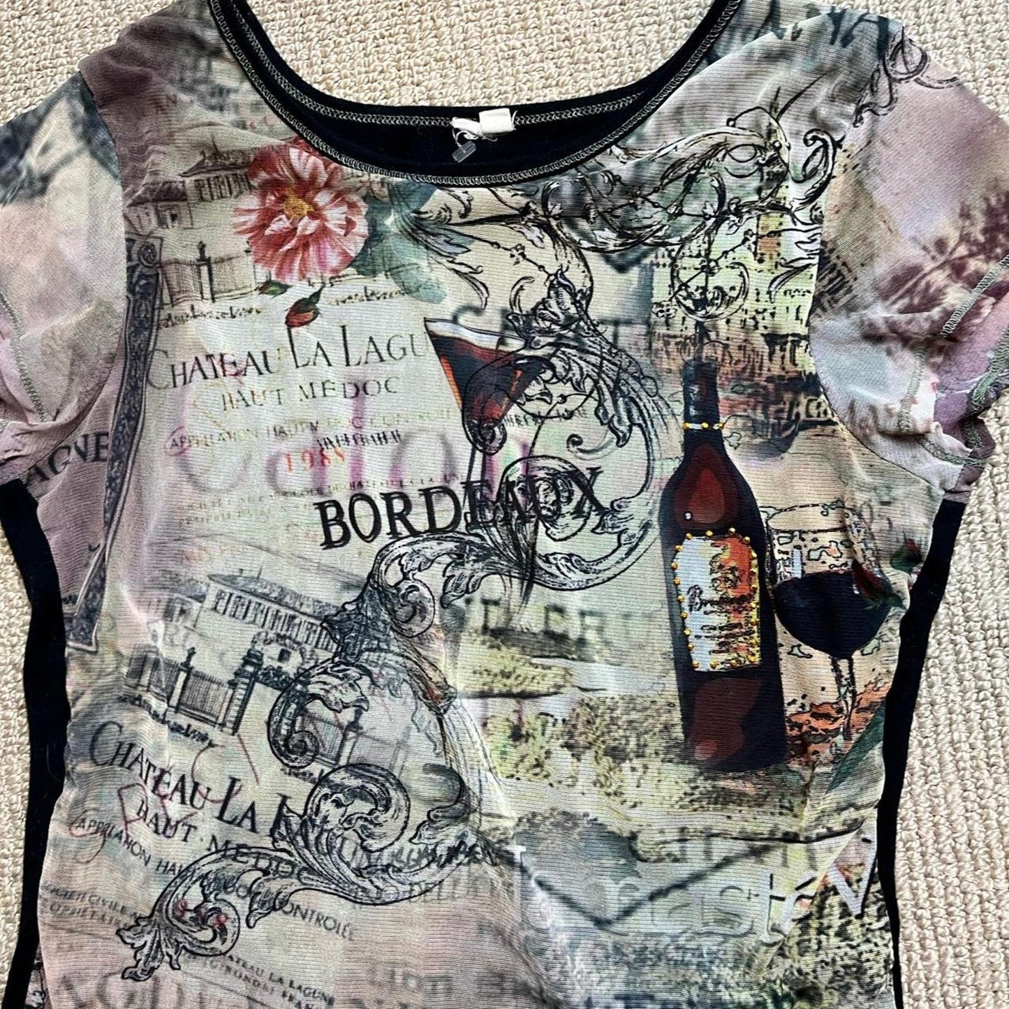 Wine Mesh Graphic T-Shirt
