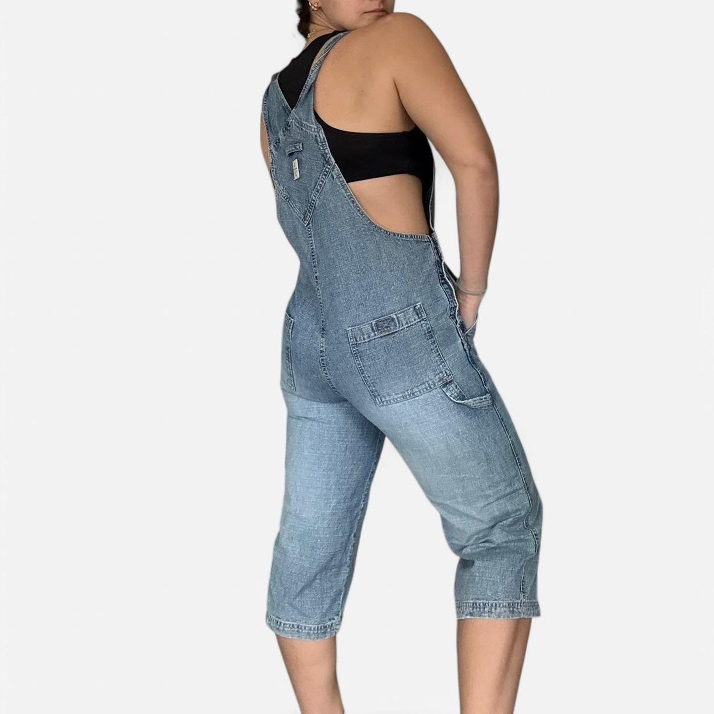Denim Cropped Overalls