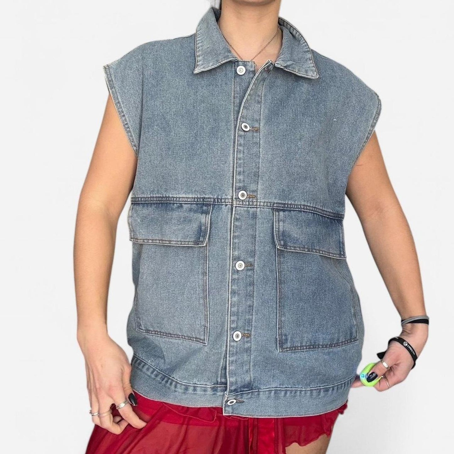 Oversized Denim Vest