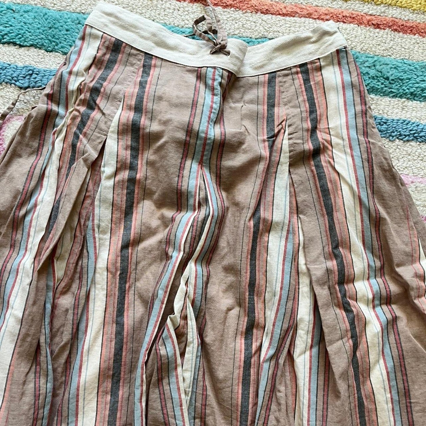 Striped midi skirt