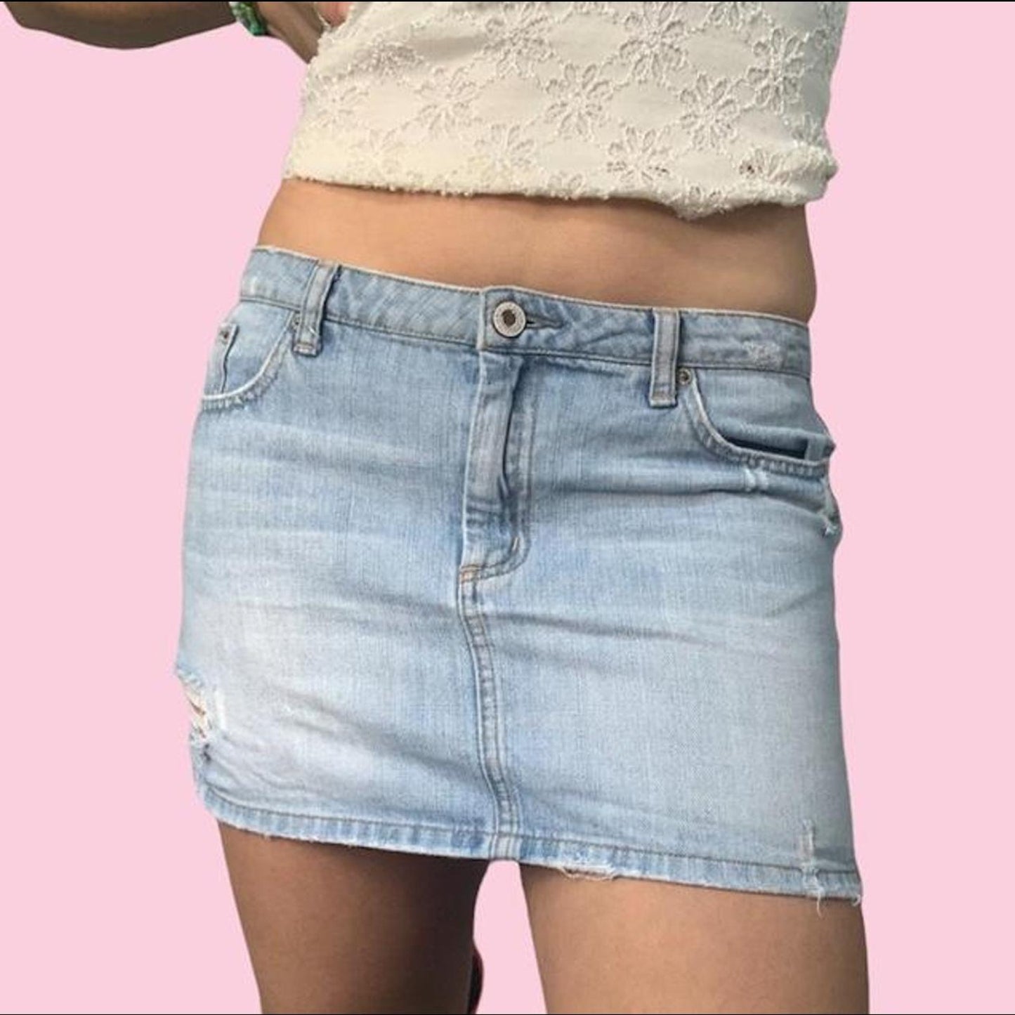 Denim micro mini skirt