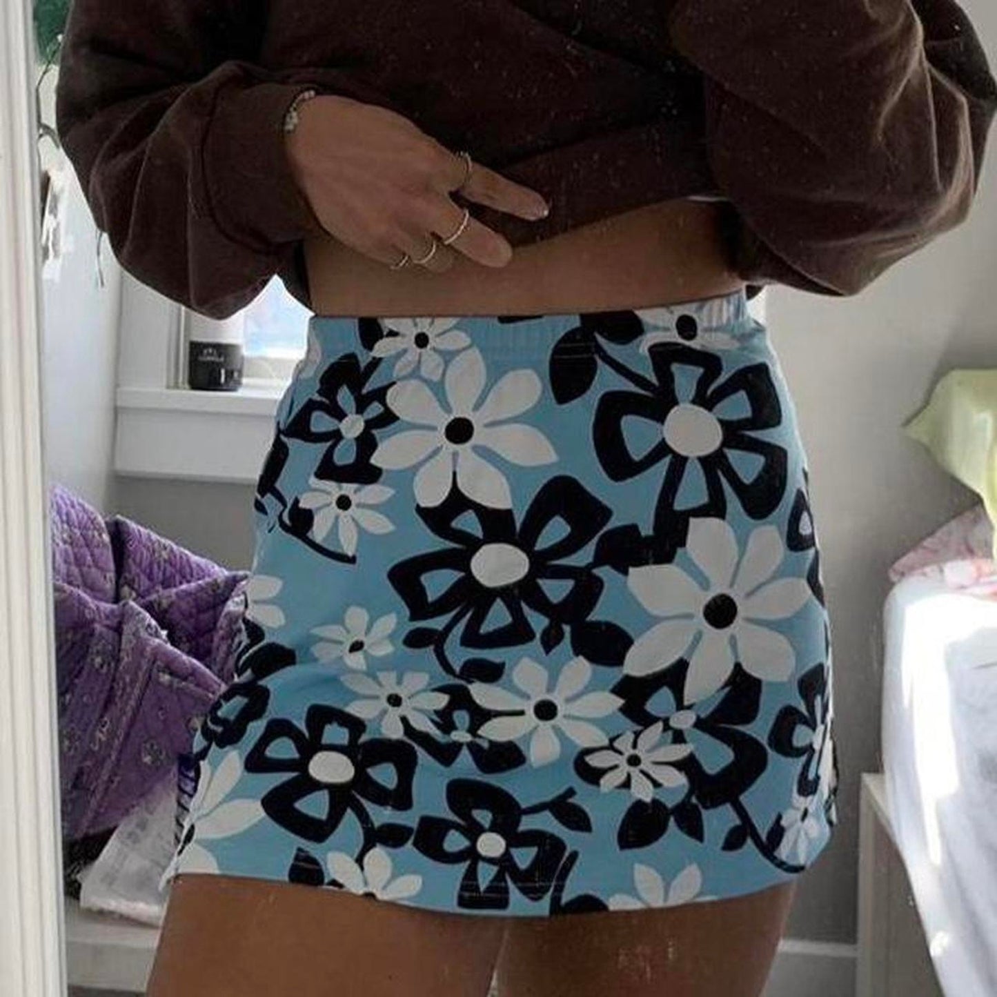 Blue floral vintage tennis skirt