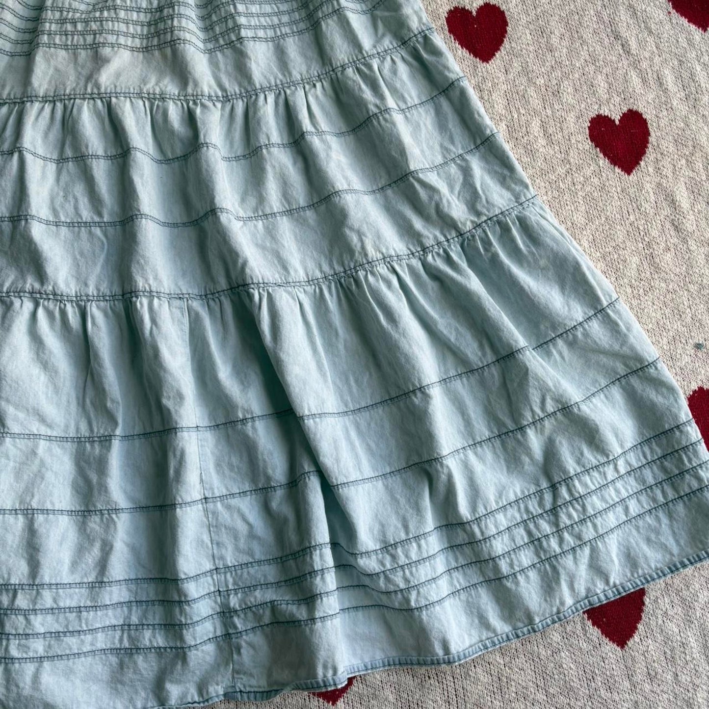 Denim Tiered Maxi Skirt