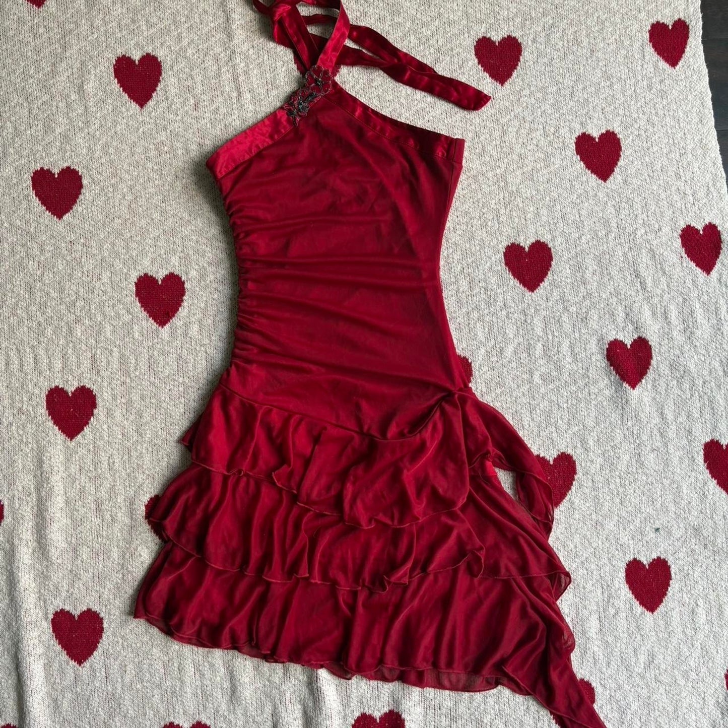 Red Ruffle Mini Dress