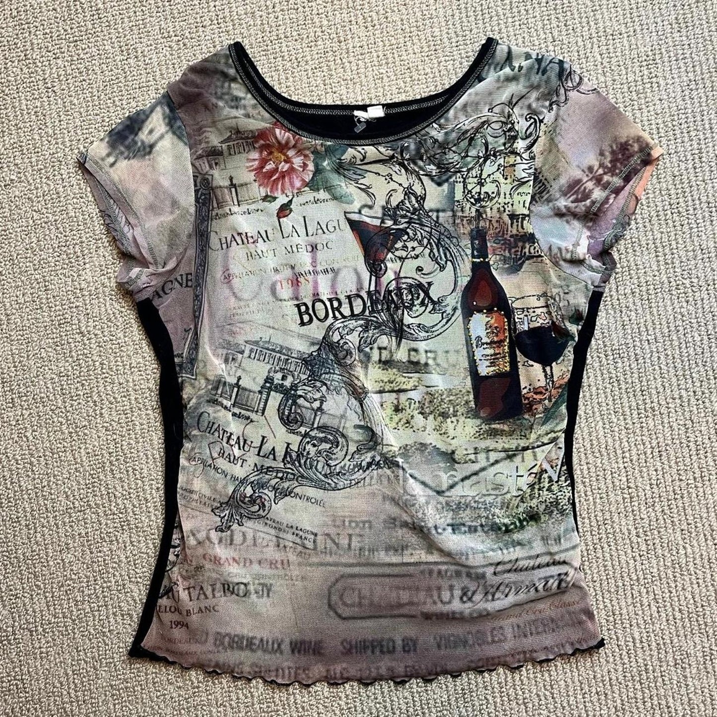 Wine Mesh Graphic T-Shirt