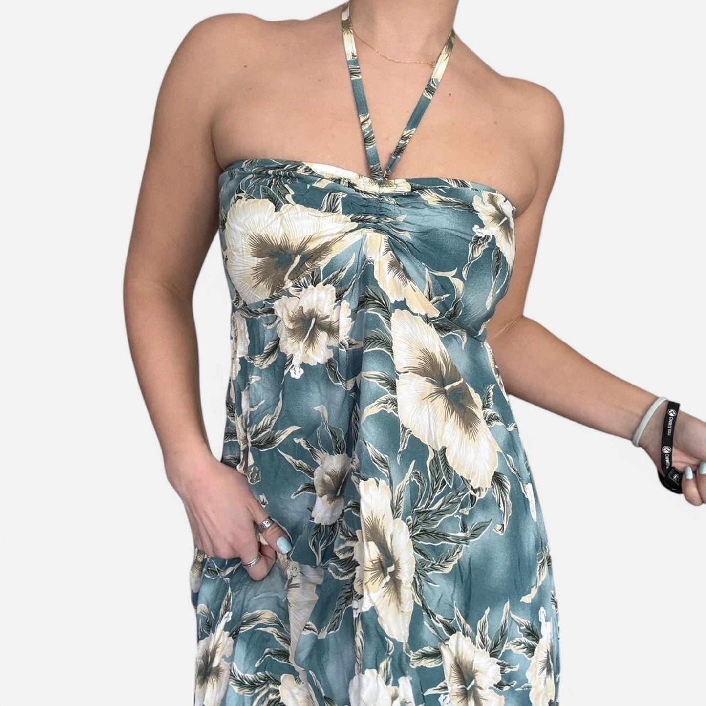 Tropical Print Halter Dress