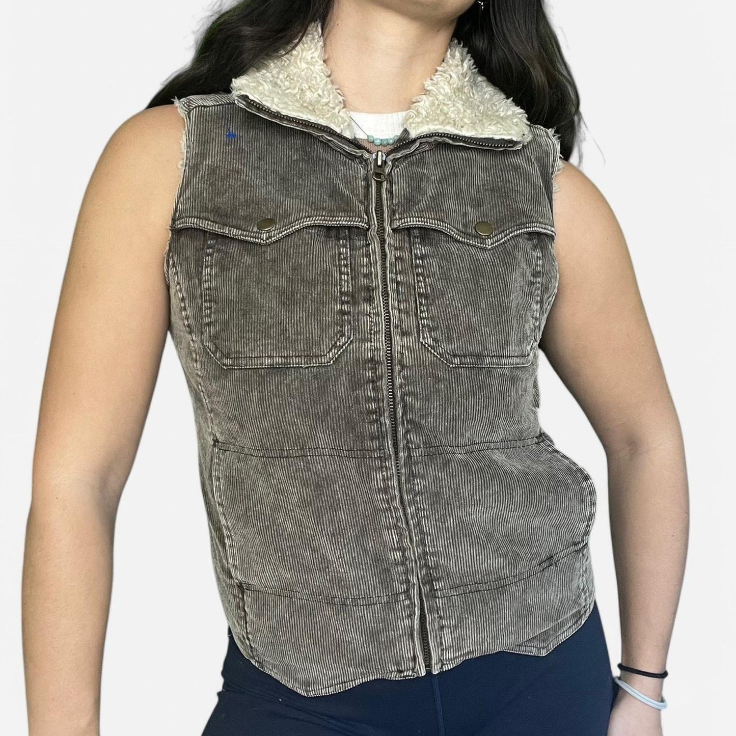 Corduroy Faux Fur Vest
