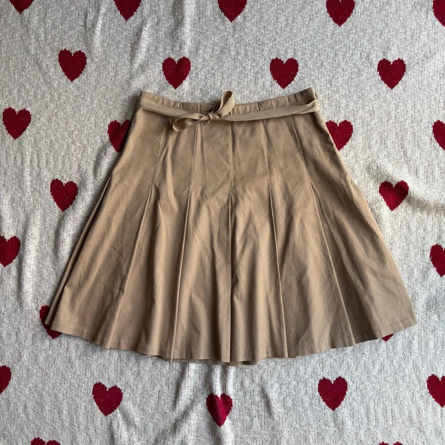 Tan Pleated Midi Skirt