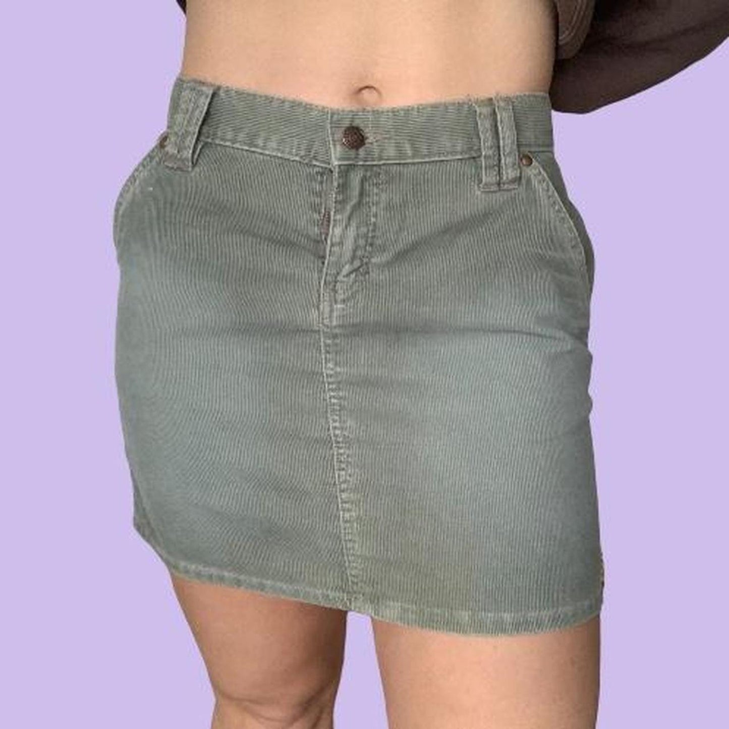 Green Corduroy Mini Skirt