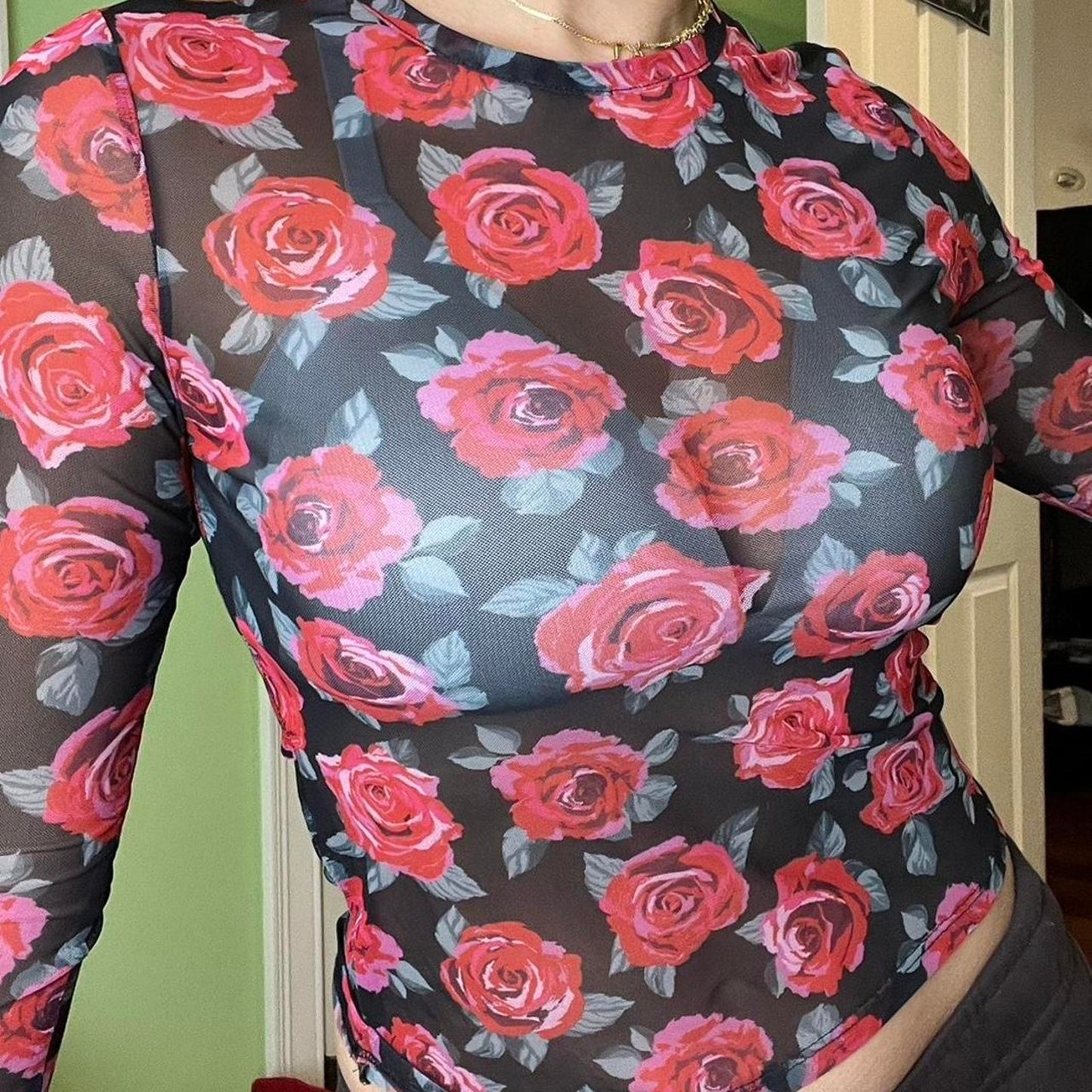 Rose Mesh Top