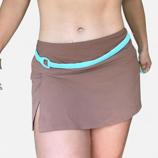 Brown Mini Swim Skirt