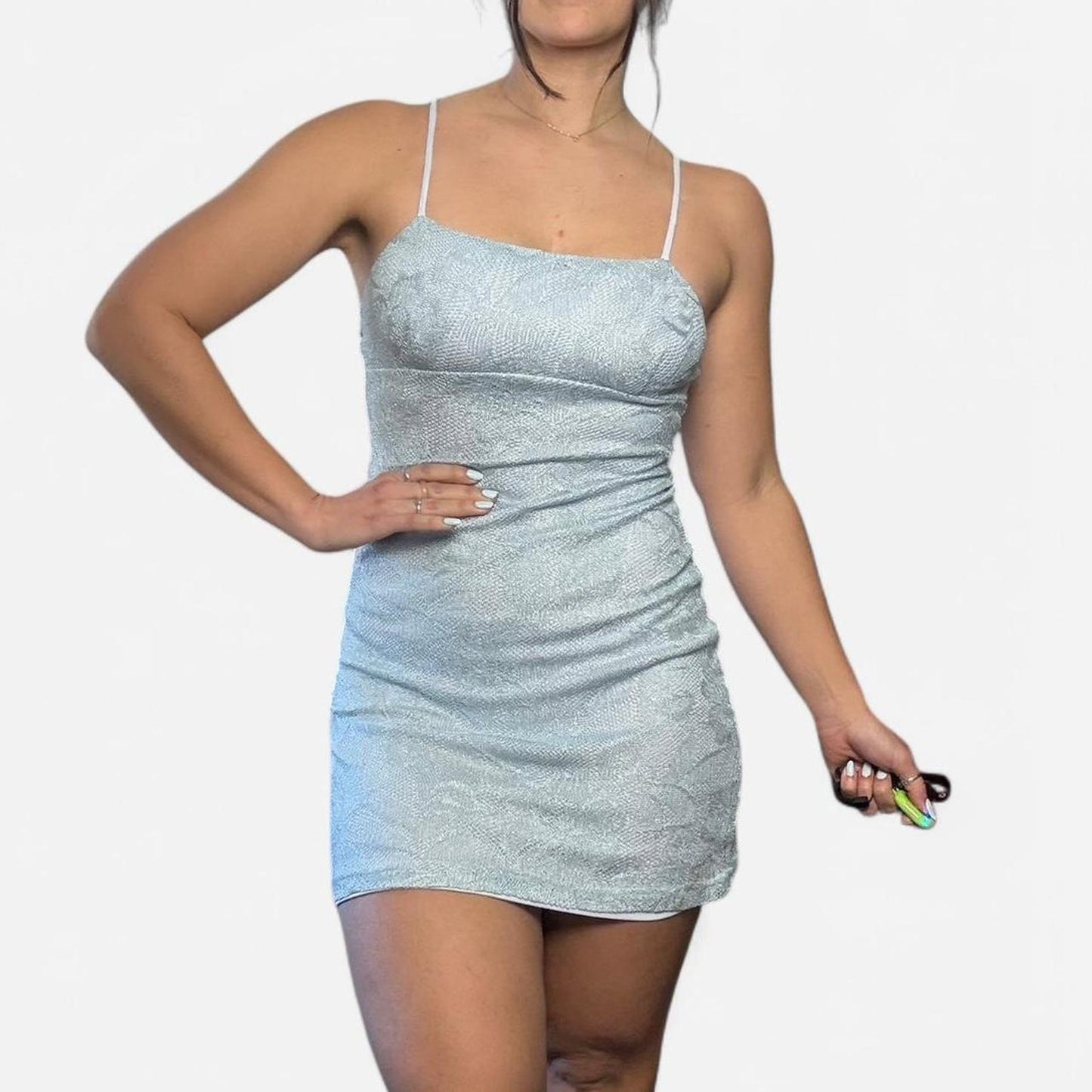 Baby Blue Lace Mini Dress