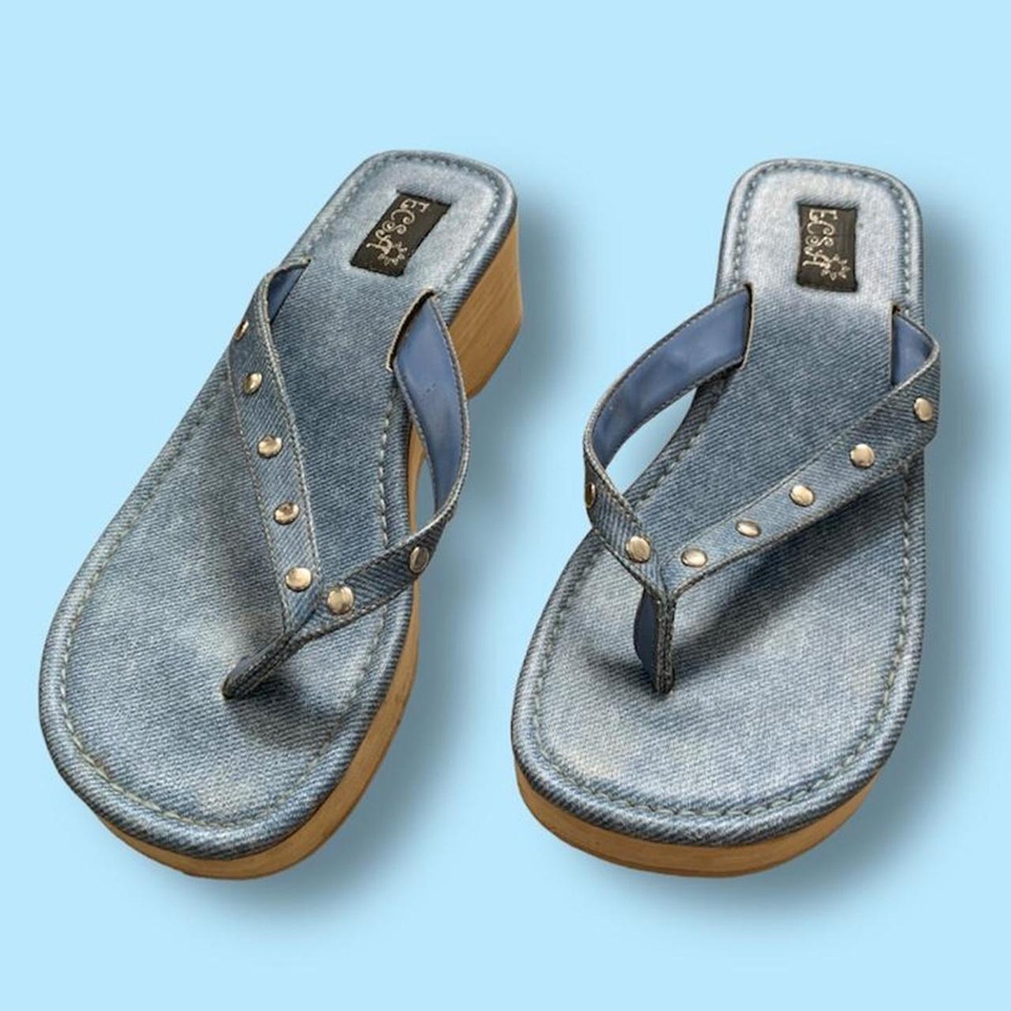 Y2k Denim Platform Sandals