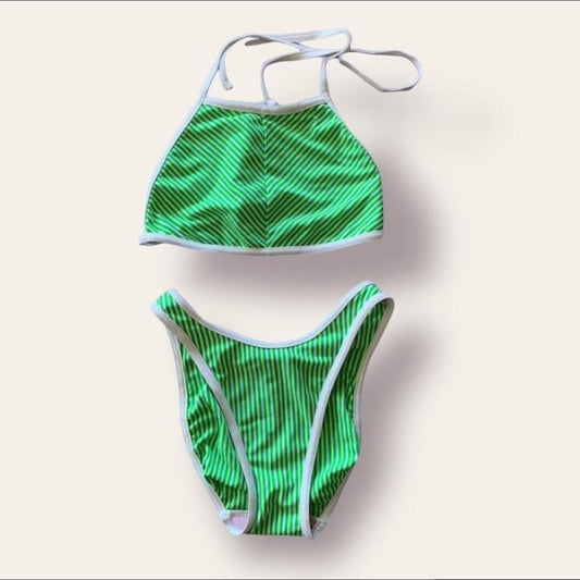 Green Striped Bikini