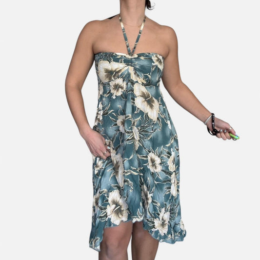 Tropical Print Halter Dress