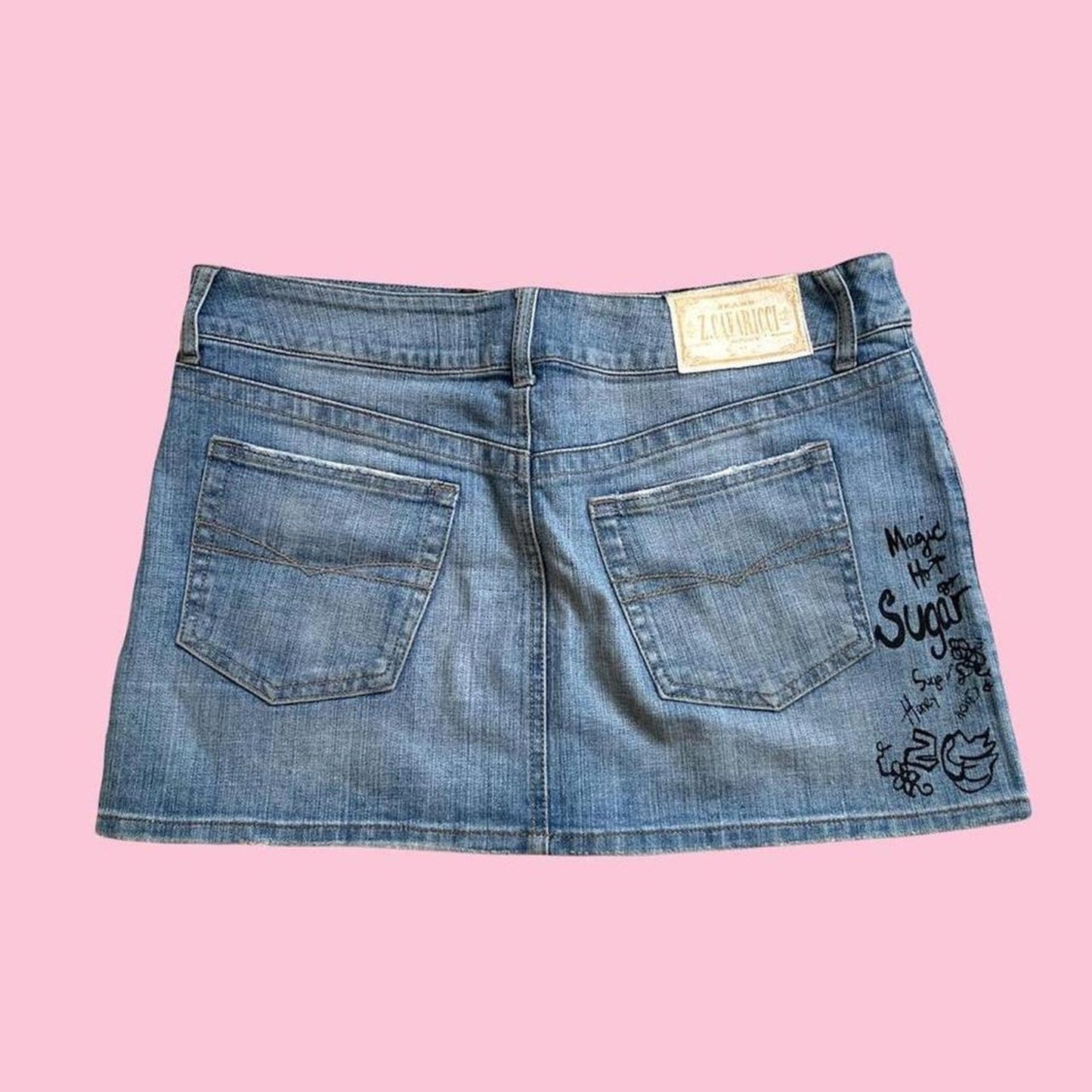 Graphic Denim Mini Skirt