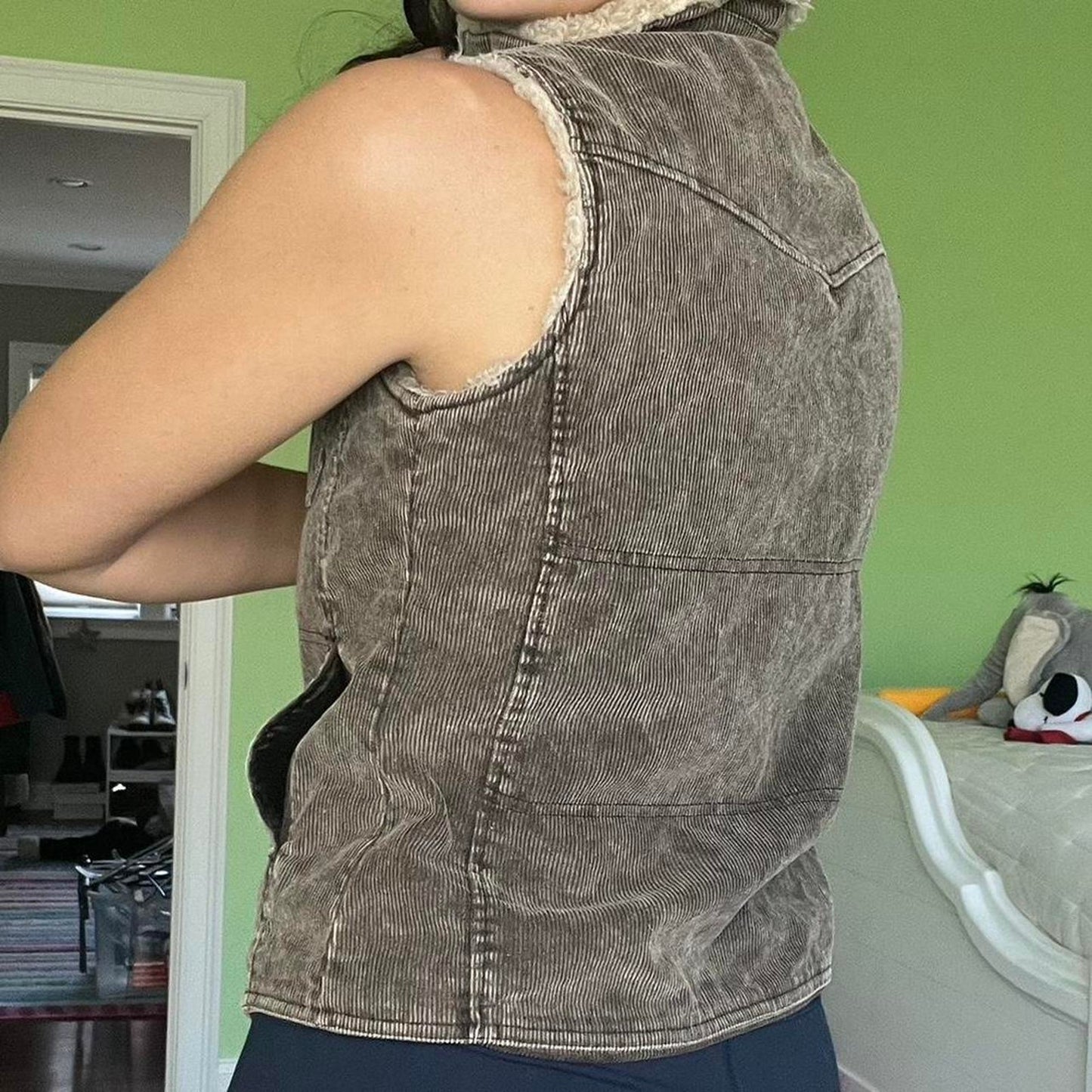 Corduroy Faux Fur Vest
