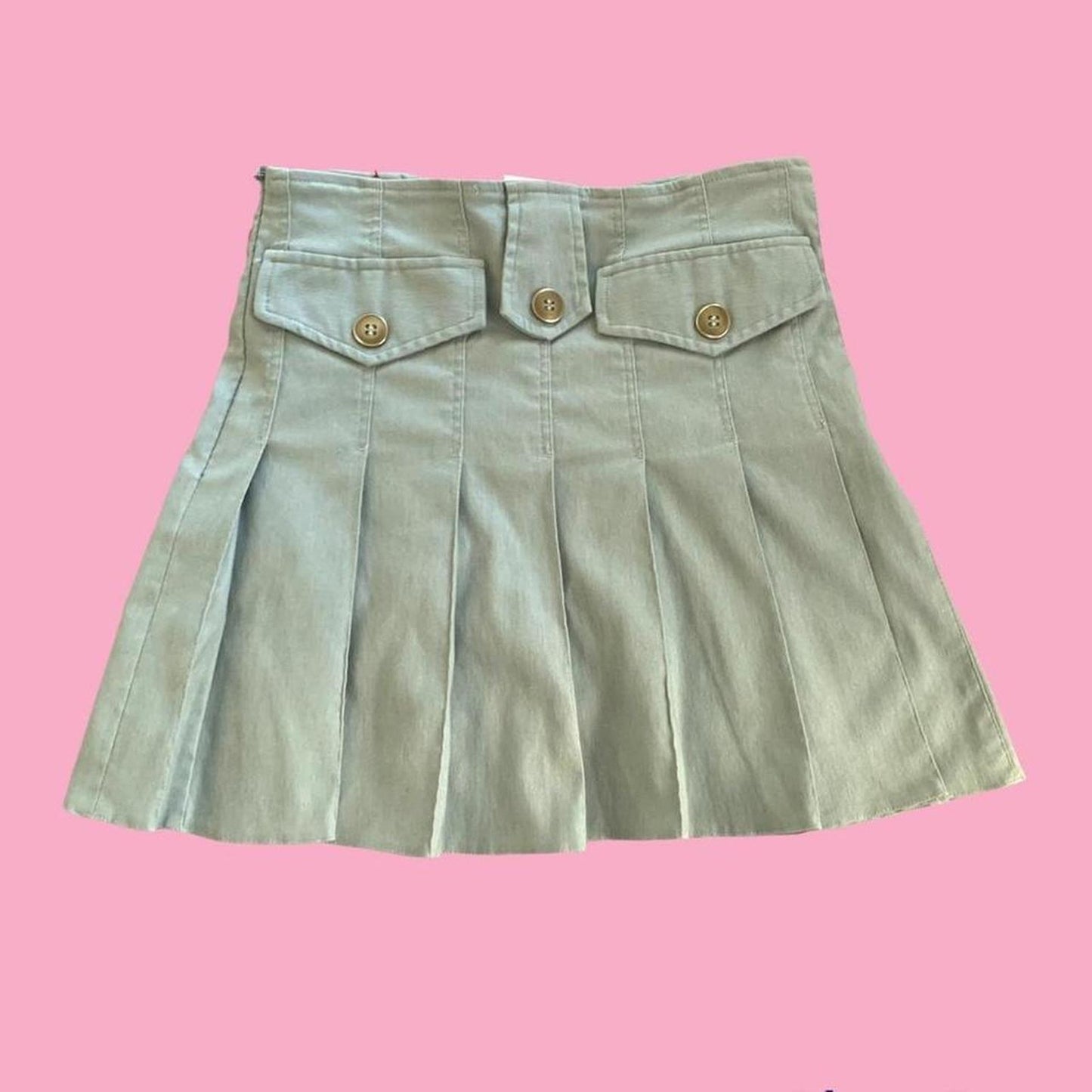 Pleated Blue Mini Skirt