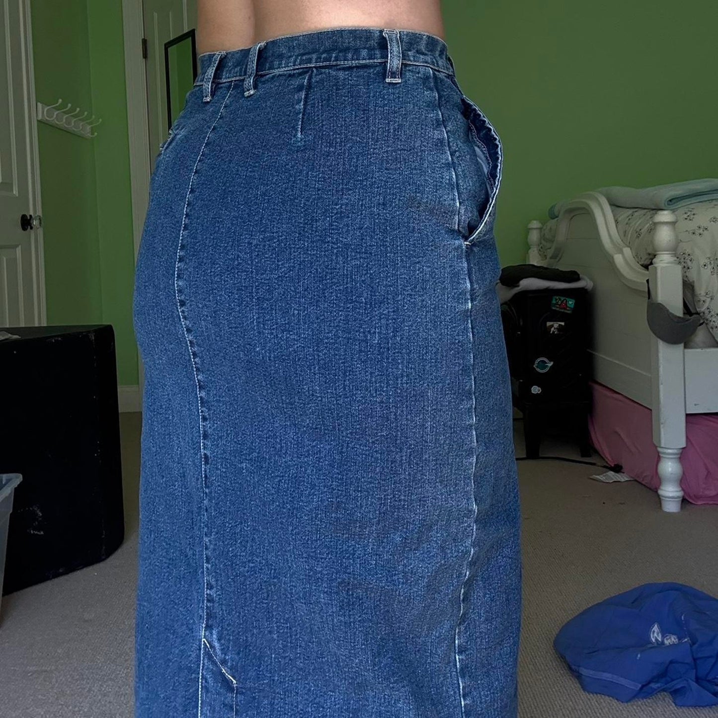 Dark Wash Denim Maxi Skirt