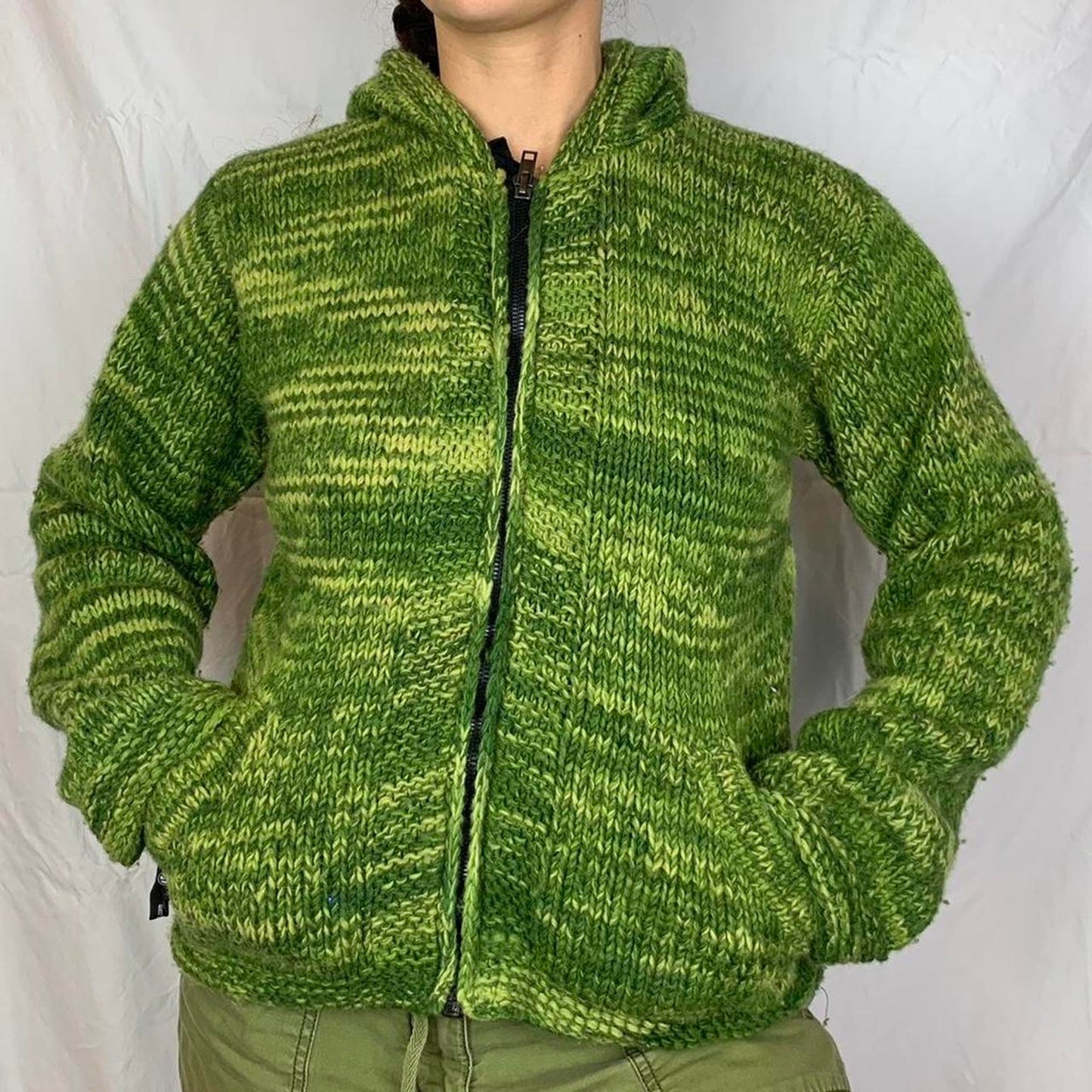 Green Knit Zip-Up