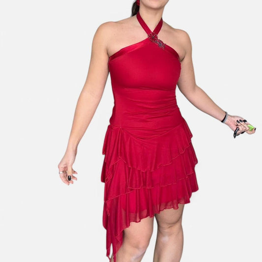 Red Ruffle Mini Dress