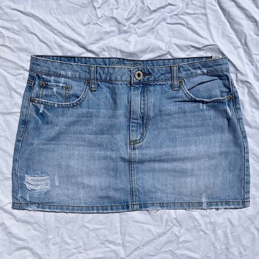 Denim micro mini skirt