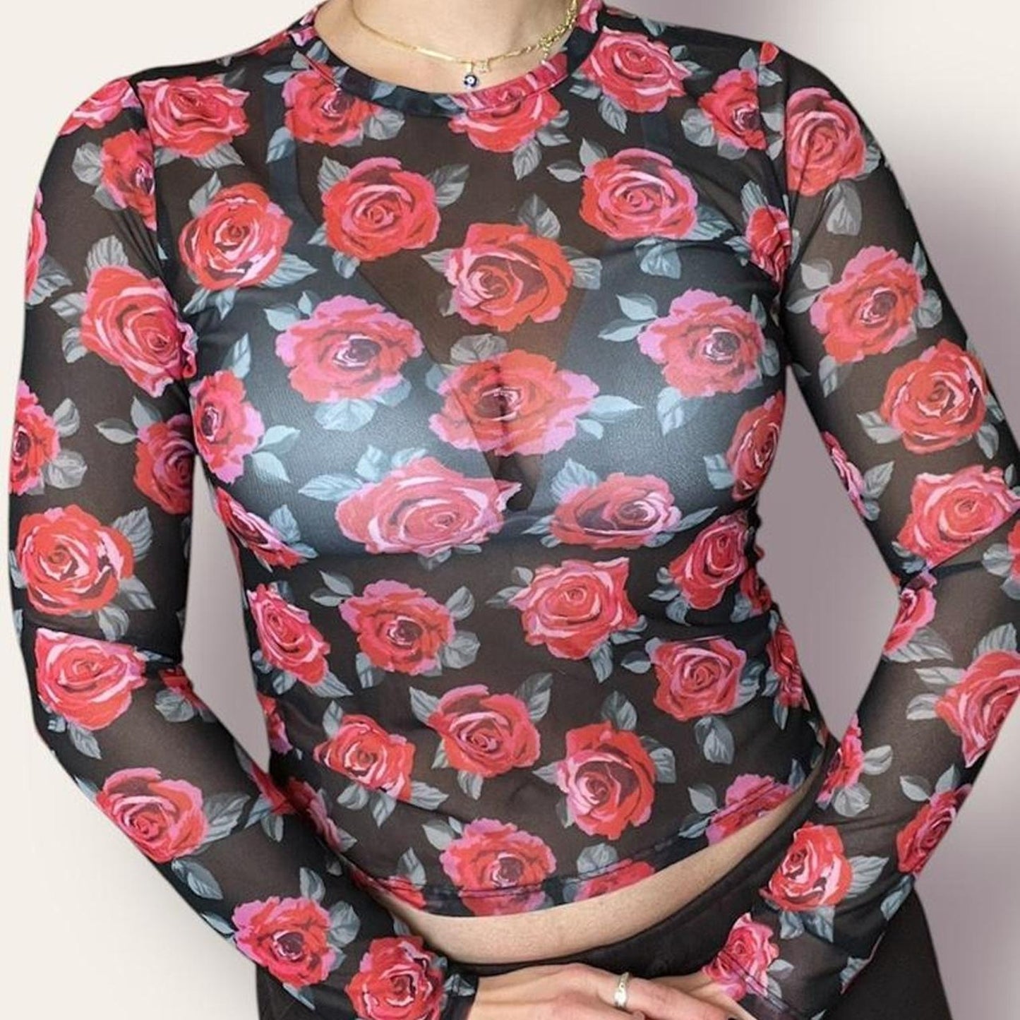 Rose Mesh Top
