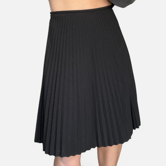 Pleated Pinstripe Midi Skirt