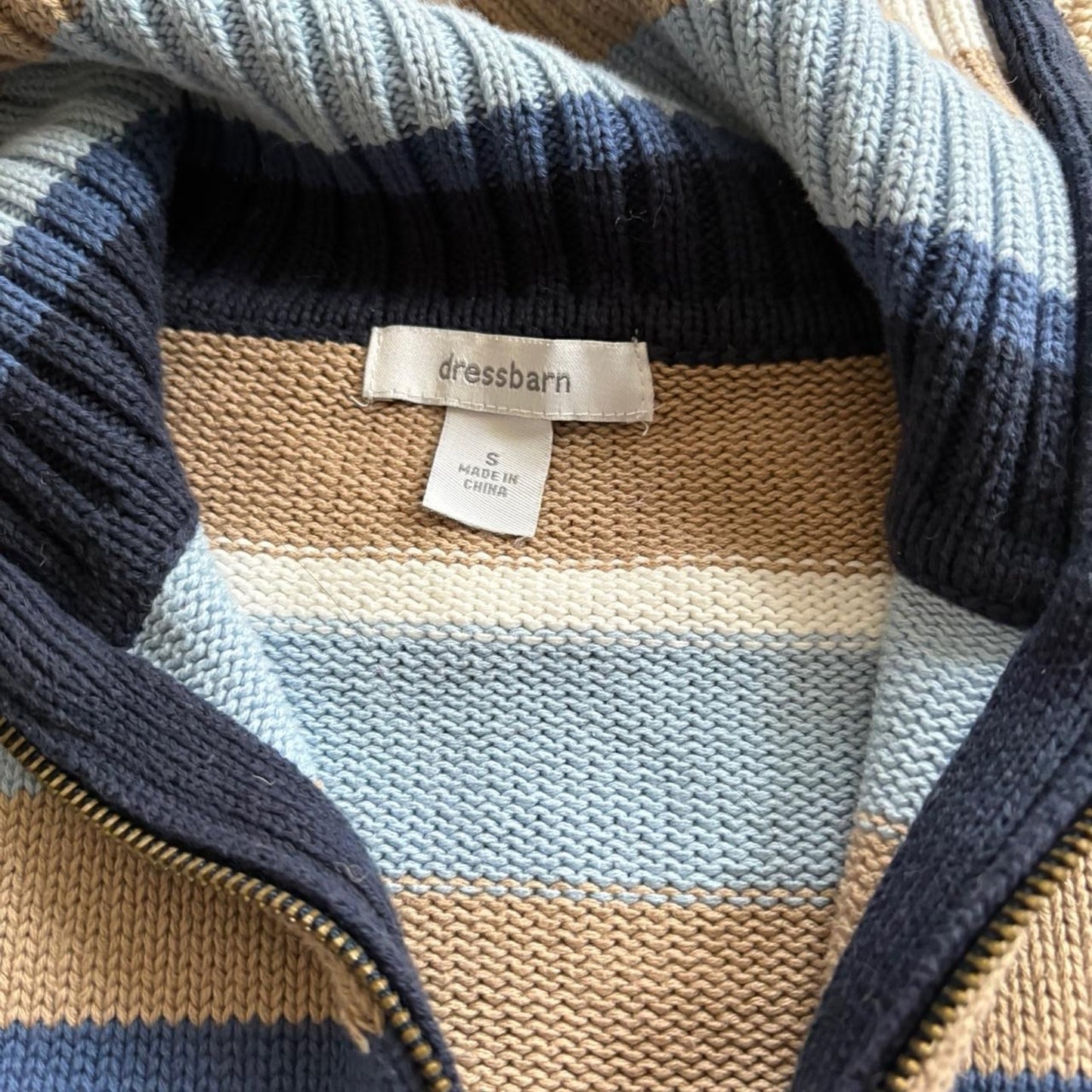 Striped Knit Zip-Up