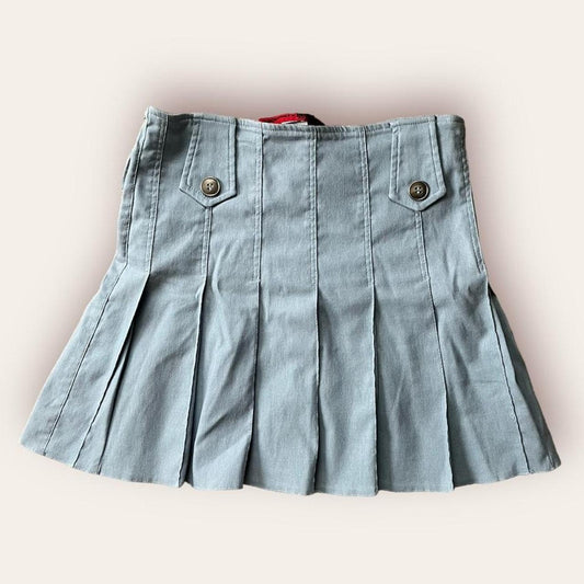 Pleated Blue Mini Skirt