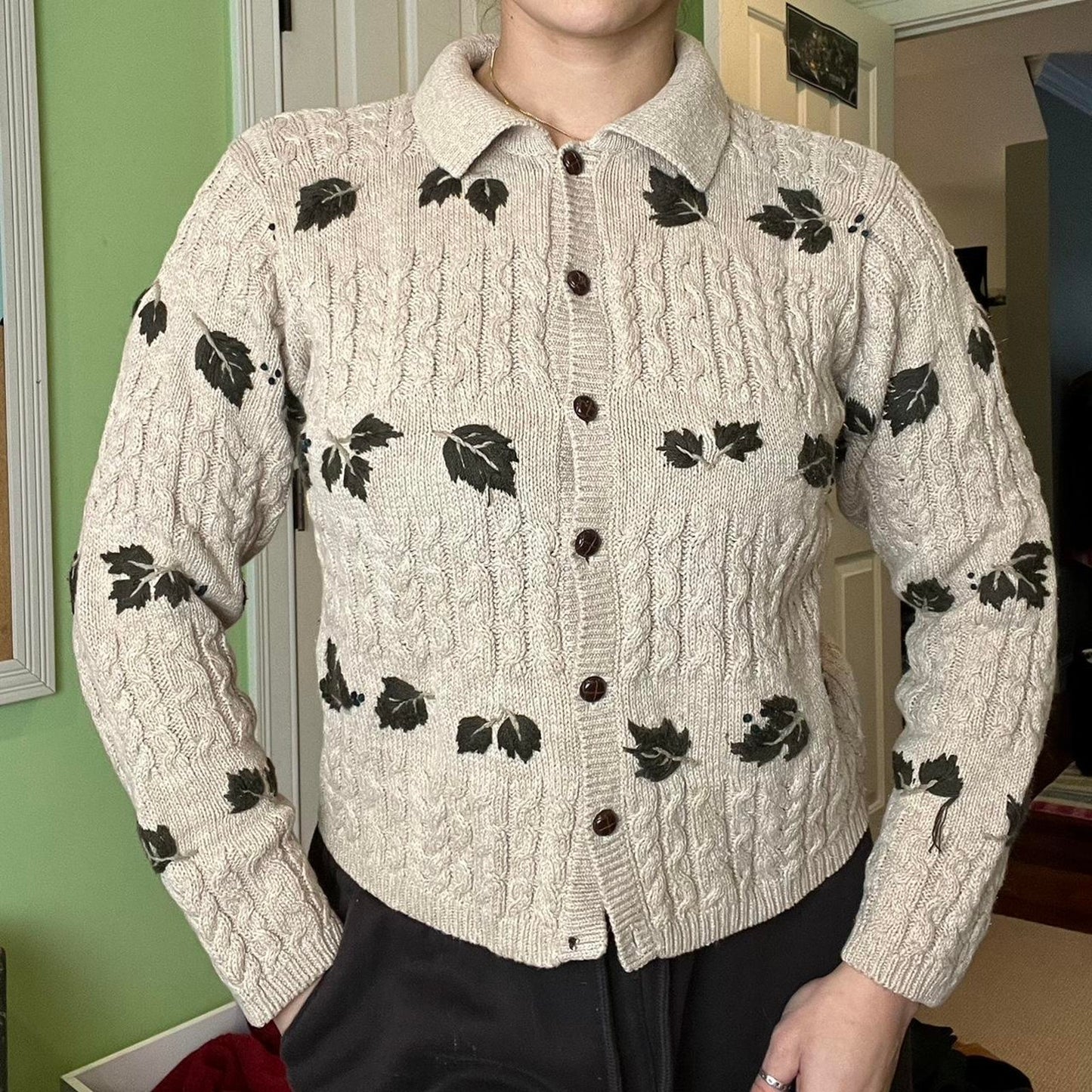 Leaf Pattern Cardigan