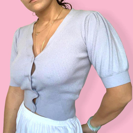 Blue Short Sleeve Cardigan
