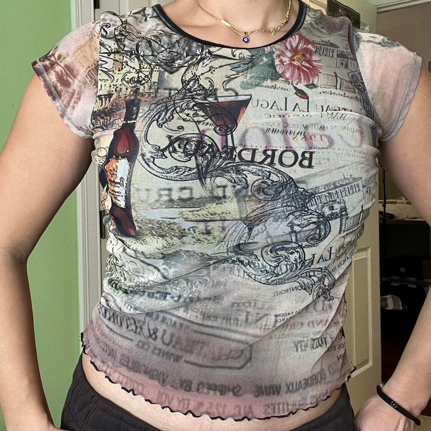 Wine Mesh Graphic T-Shirt