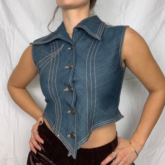 Denim Vest Top
