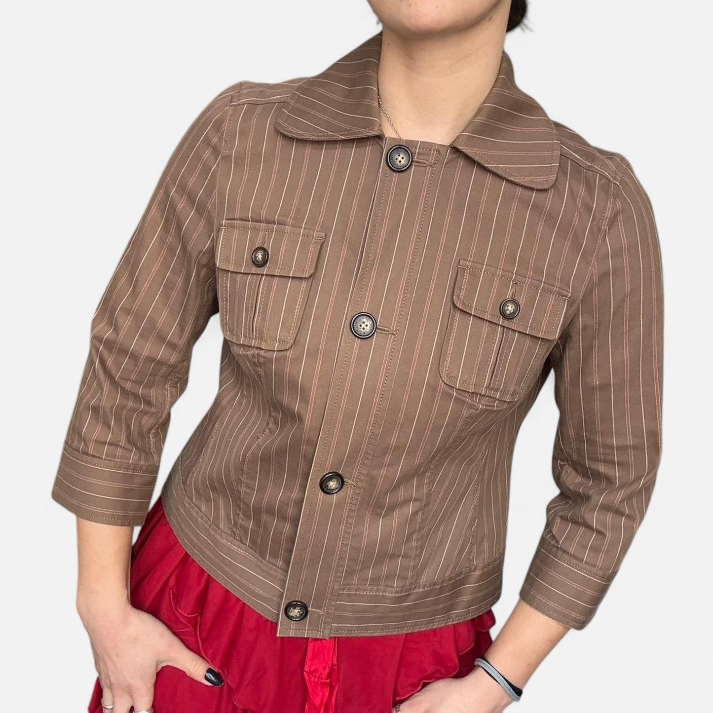 Striped  Button Up Jacket