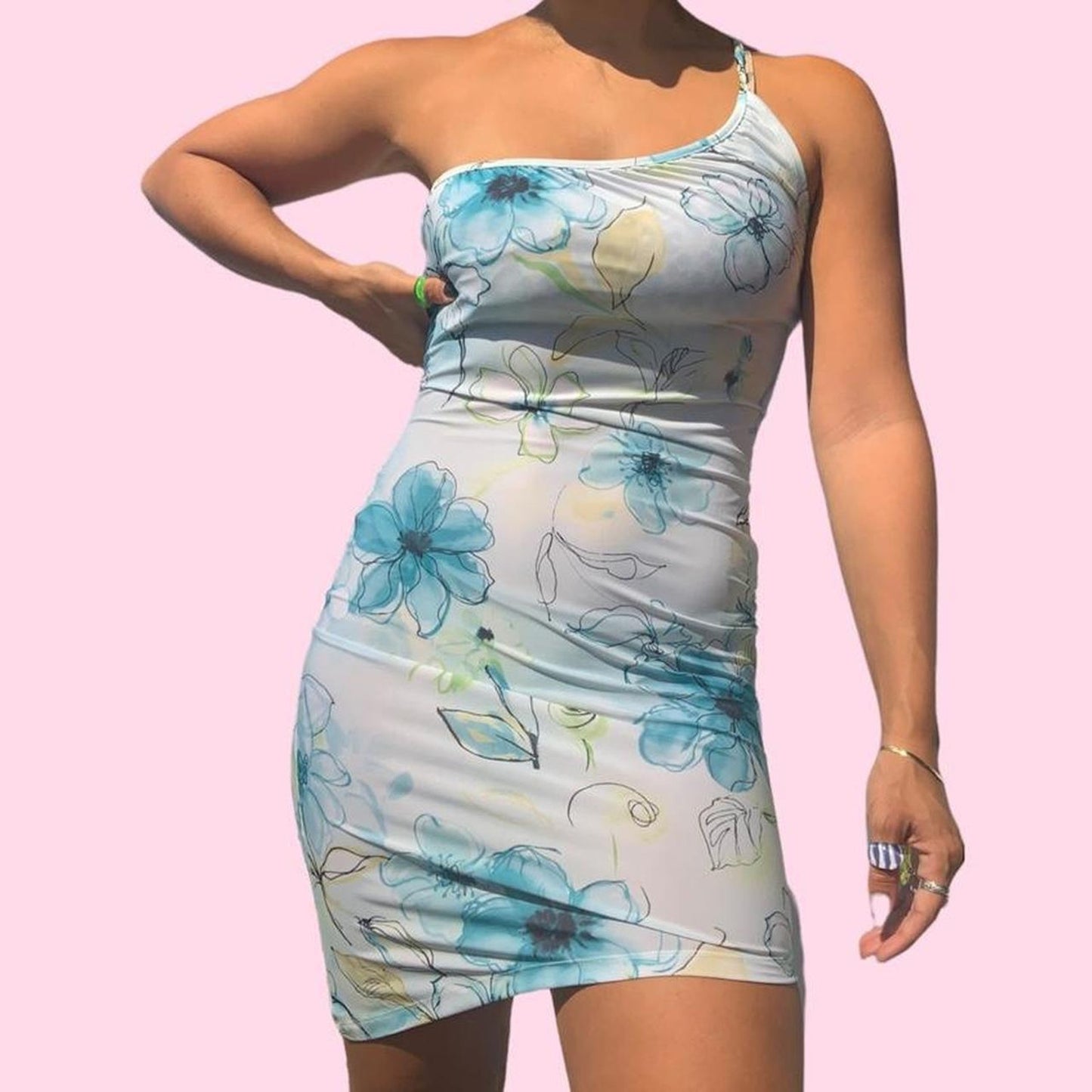 Floral One Shoulder Mini Dress